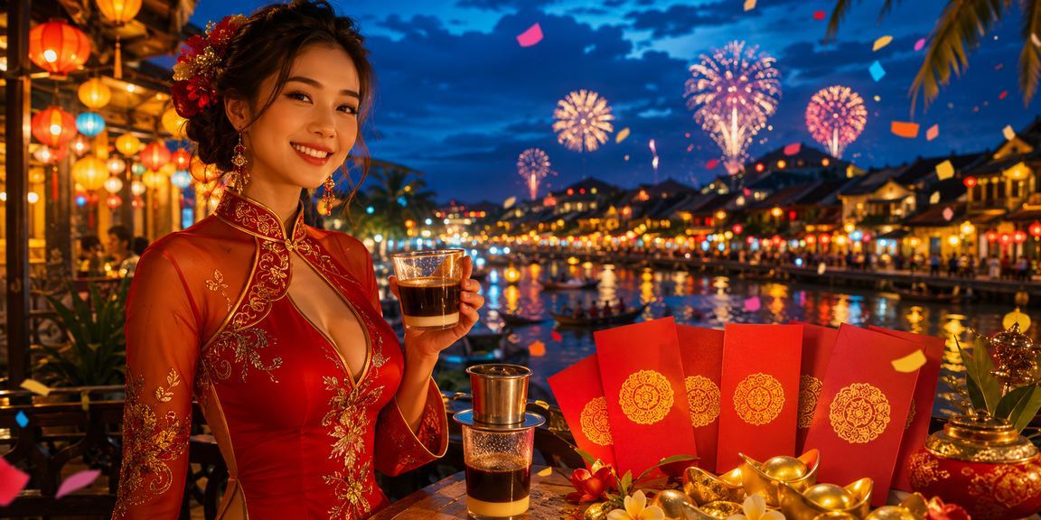 Người dùng tại Hội An thưởng thức cà phê và tham gia giải trí trực tuyến trên điện thoại